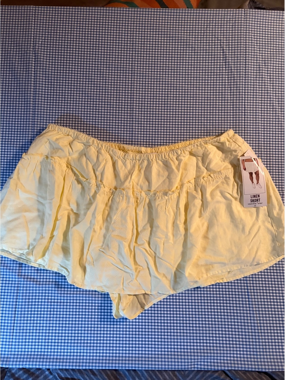 Vanilla Star Women's Linen Skort, Size 3X, Light Yellow